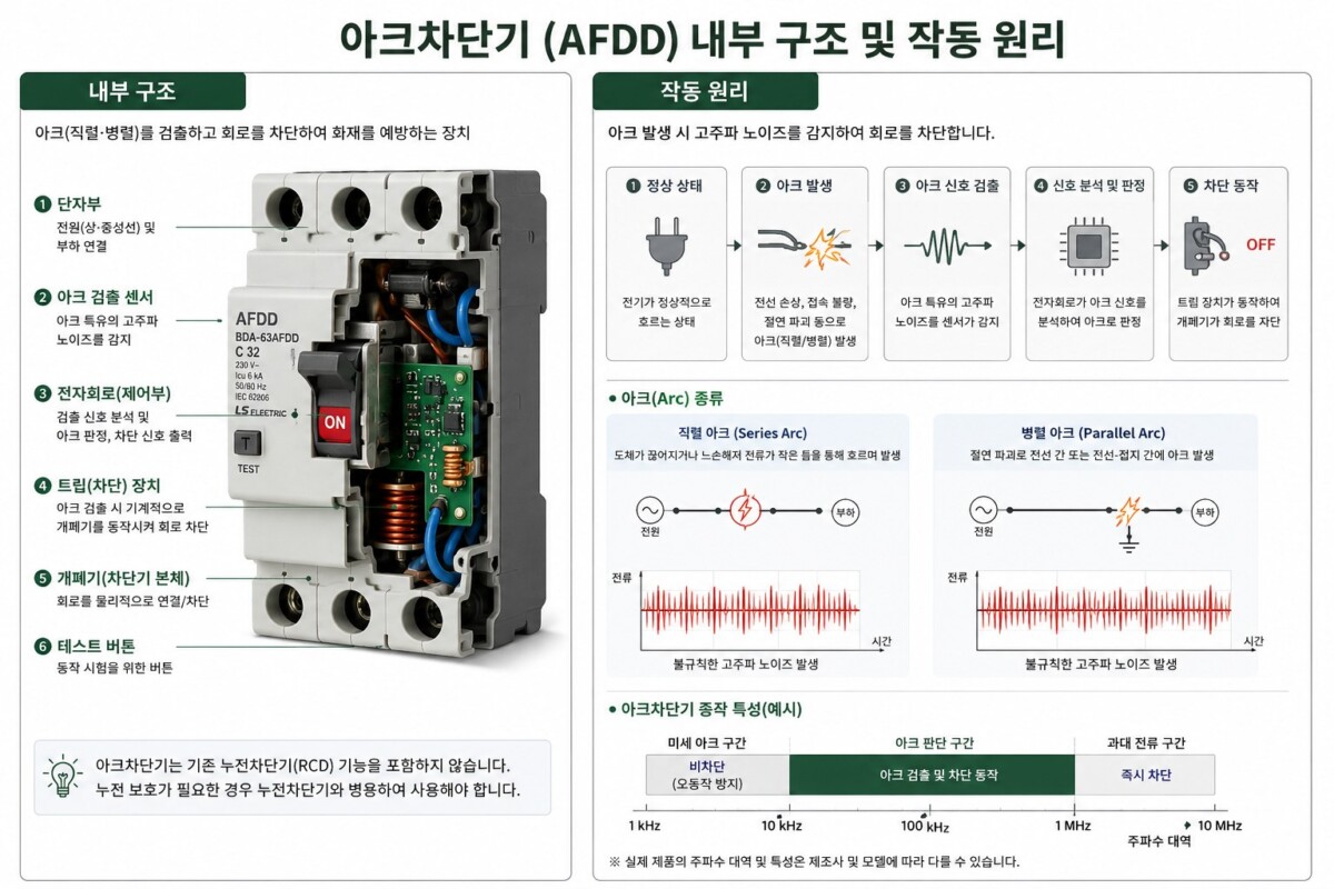 아크차단기 AFDD 내부 구조 및 작동 원리