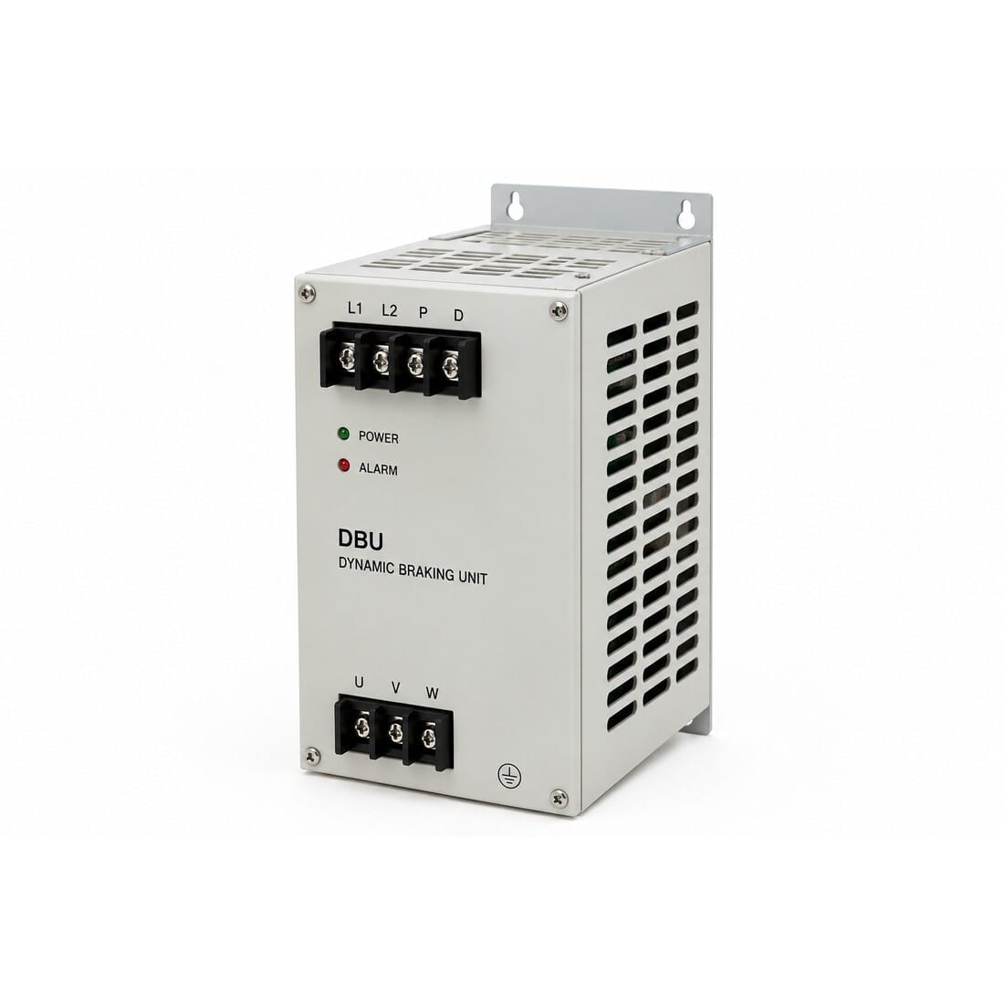 DBU(Dynamic Braking Unit) 제품 이미지 — L1·L2·P·D 및 U·V·W 단자