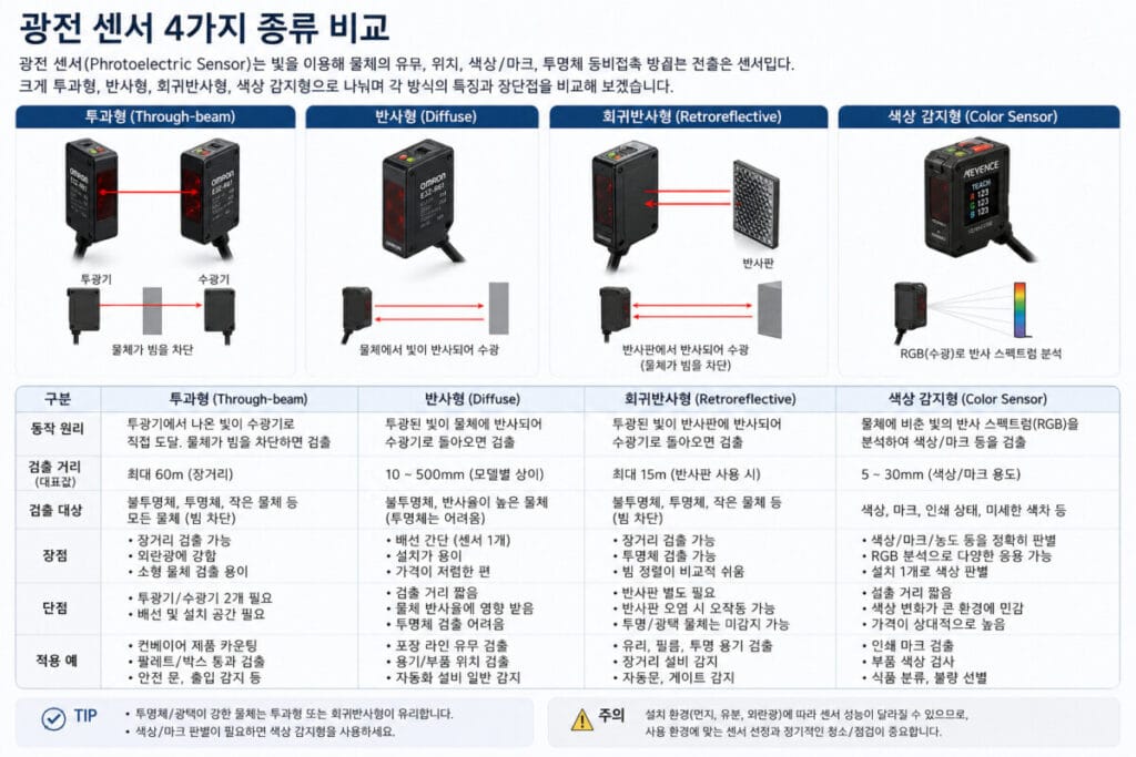 광선센서 4가지 종류